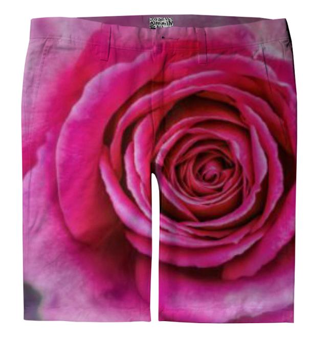 Hot Pink Rose Closeup Trouser Shorts