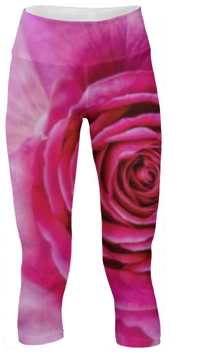 Hot Pink Rose Closeup Yoga Pants
