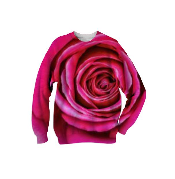Hot Pink Rose Closeup Sweatshirt