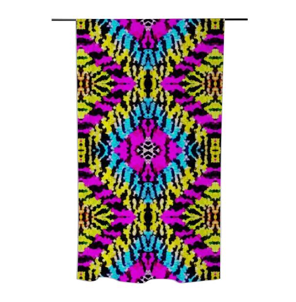 Florescent Crazy Animal Print Abstract Curtain
