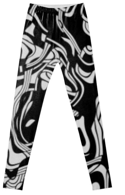 black and white abstract fancy leggings
