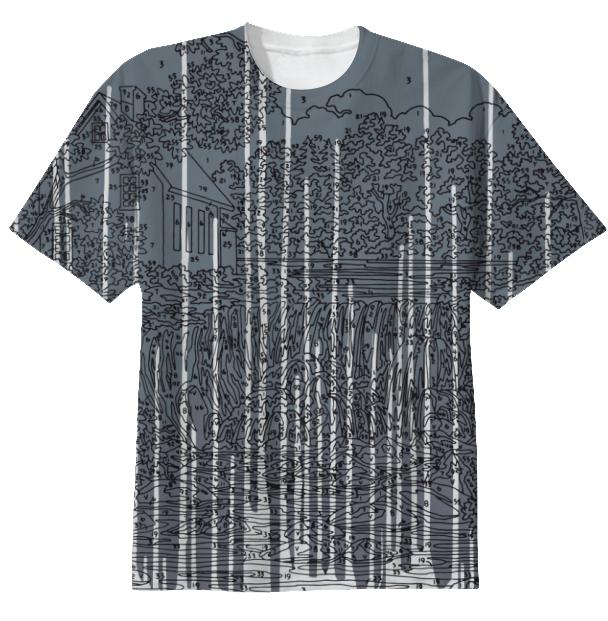 Abstract Waterfall Grey Drip T Shirt