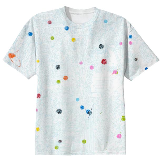 Abstract Waterfall Multi Dot T Shirt