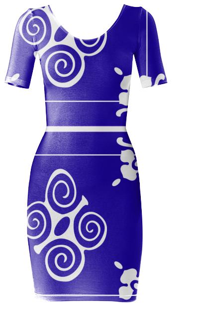 Afro Blue Bodycon Dress