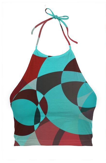 Turquoise Trippy Pattern Halter Top