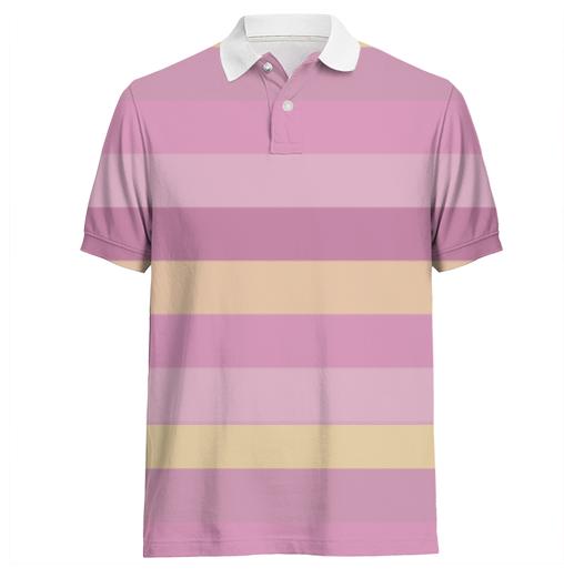 Pink and Gold Horizontal Stripe Polo Shirt