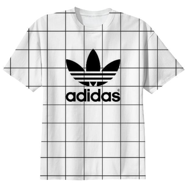 Adidas black and white grid T Shirt