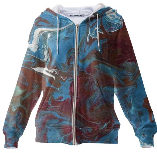 Blue dreams Psychedelic zip Hoodie