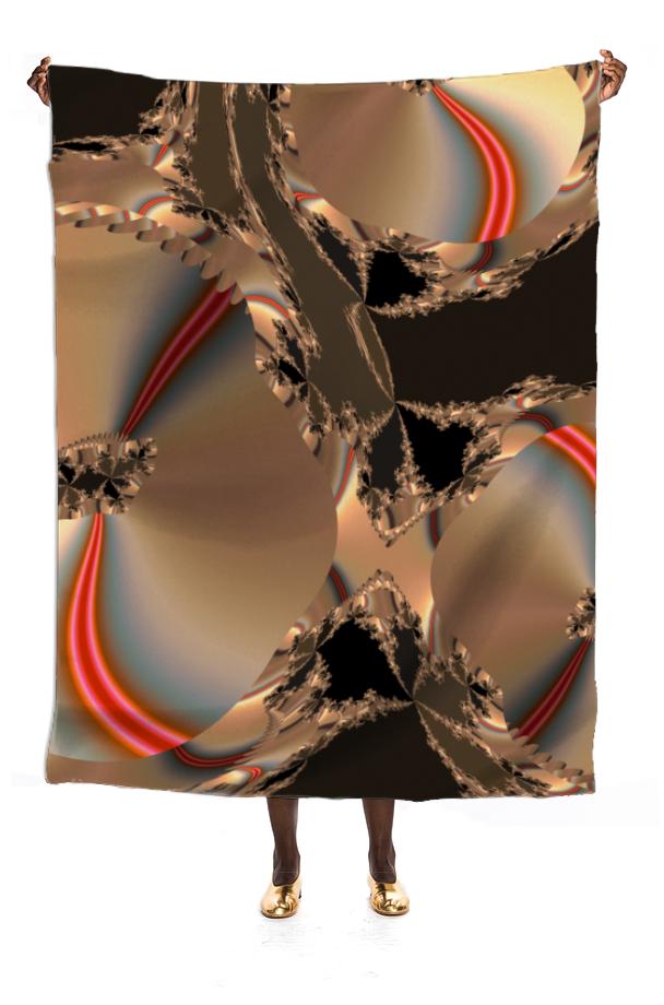 Gold and Bronze Effect Fractal VIP Silk Scarf