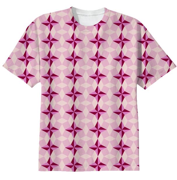 Bubblegum Pink Star and Rhombus Seamless Pattern