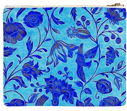 Blue Floral Abstract Neoprene Clutch