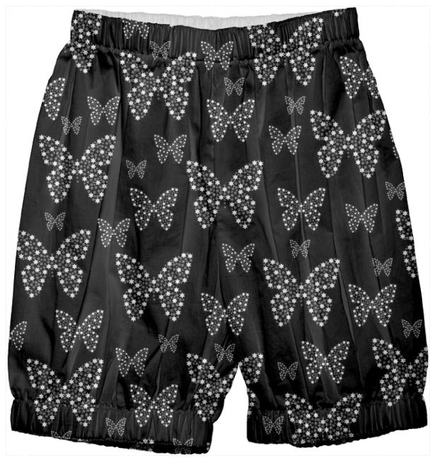 BLACK AND WHITE BUTTERFLIES FLOWERS PATTERN Kids Bloomers
