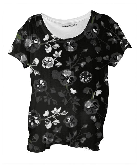 City Floral Faded Black T
