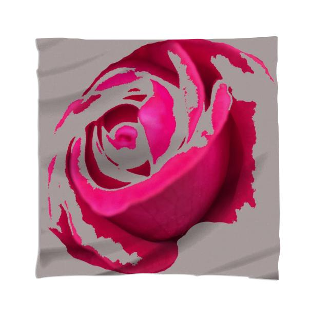 Abstract Rose Print on Grey Scarf