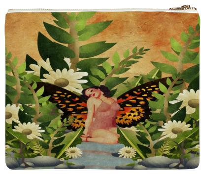 Woman Butterfly Wings Garden Neoprene Clutch