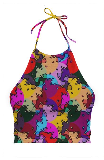 Multi Color Abstract Stylish Halter Top
