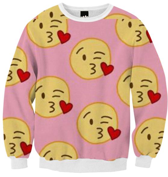 Kissy Heart Face Ribbed Sweatshirt