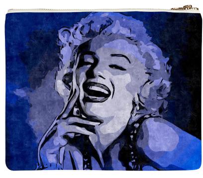 Marilyn Blue Grunge Art Neoprene Clutch