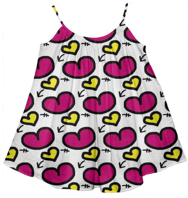 Cute Kids Doodle Heart Tent Dress