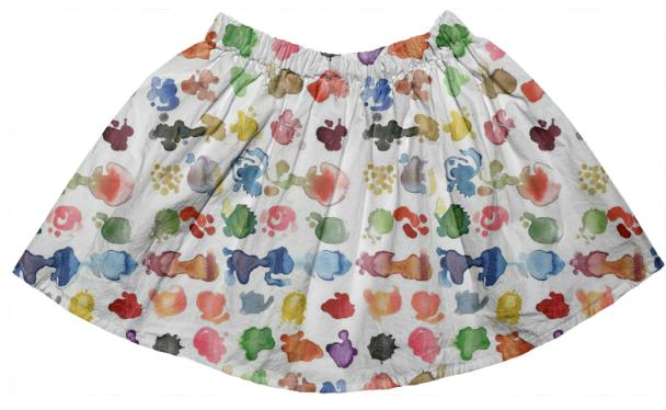 Watercolor Drops Kids Full Skirt