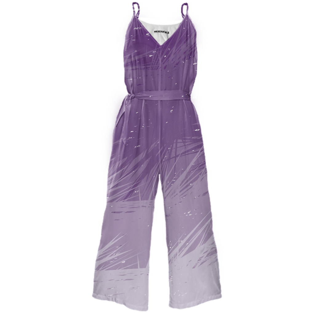 Plum Feathers  Tie Waist Jumpsuit