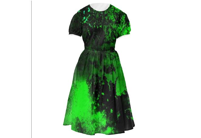 Toxic Green Grime Grungy VP Dirndl Dress