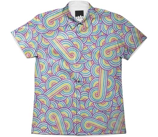 Rainbow and white swirls doodles Short Sleeve Workshirt