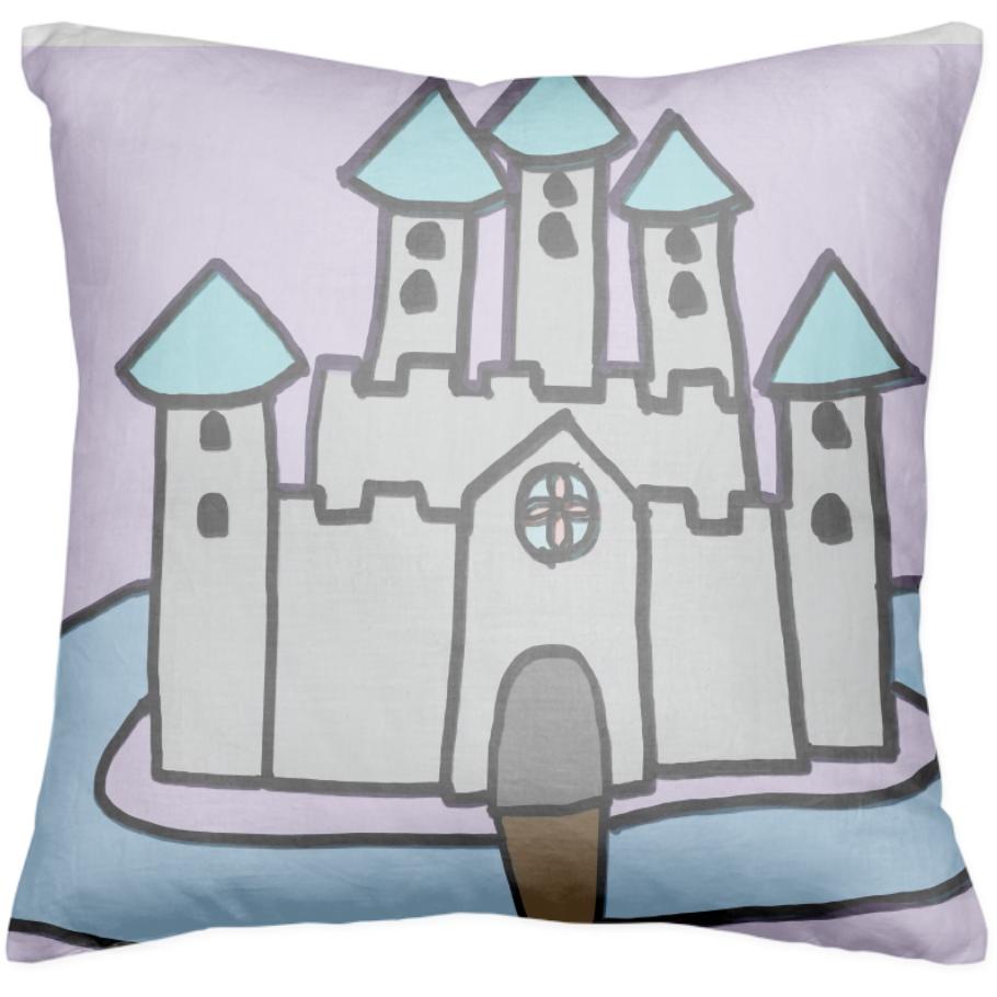 The Castle I Made For Class in purple pillow
