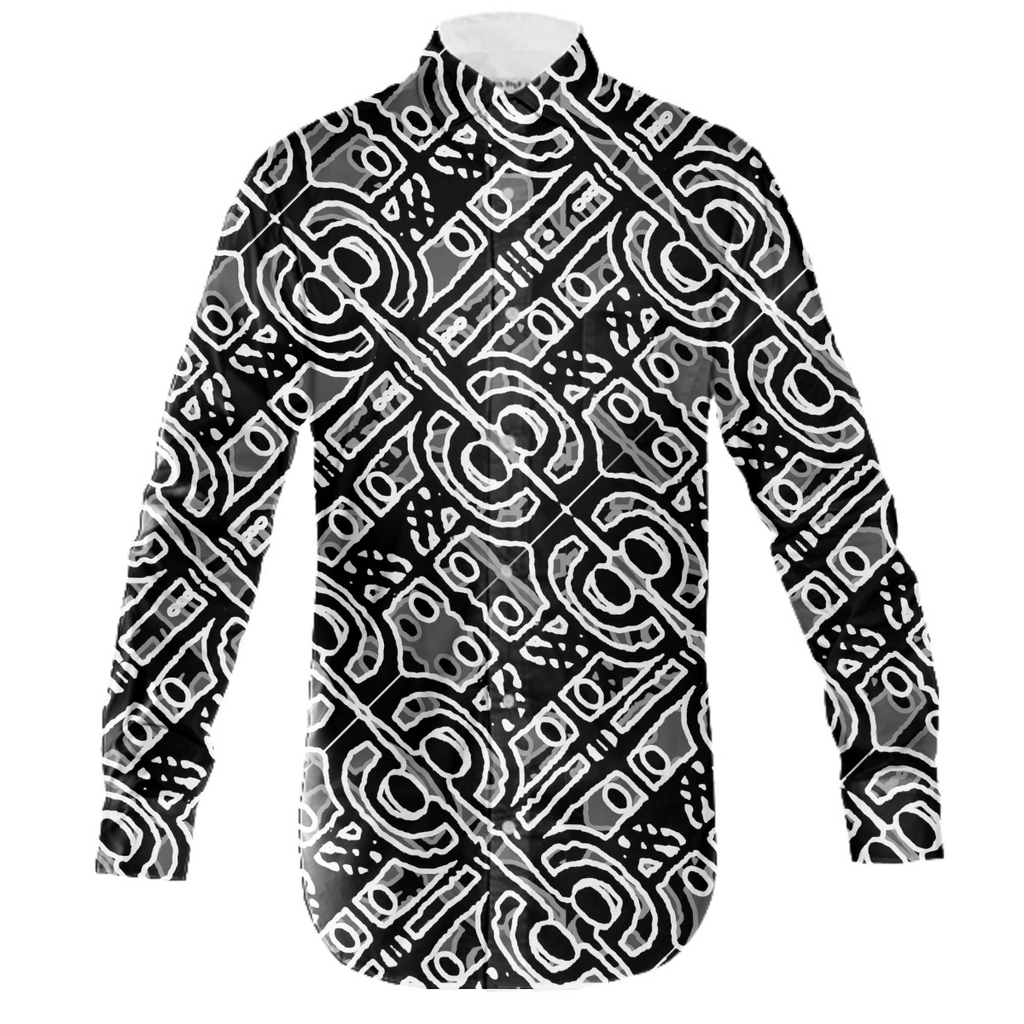 Linear Black and White Ethnic Print
