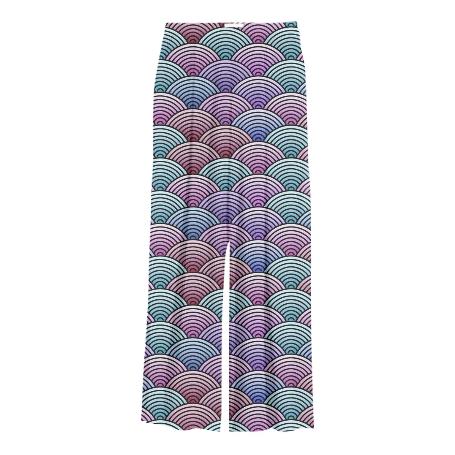 Oriental Concentric Circle Pattern Held Chiffon Slacks