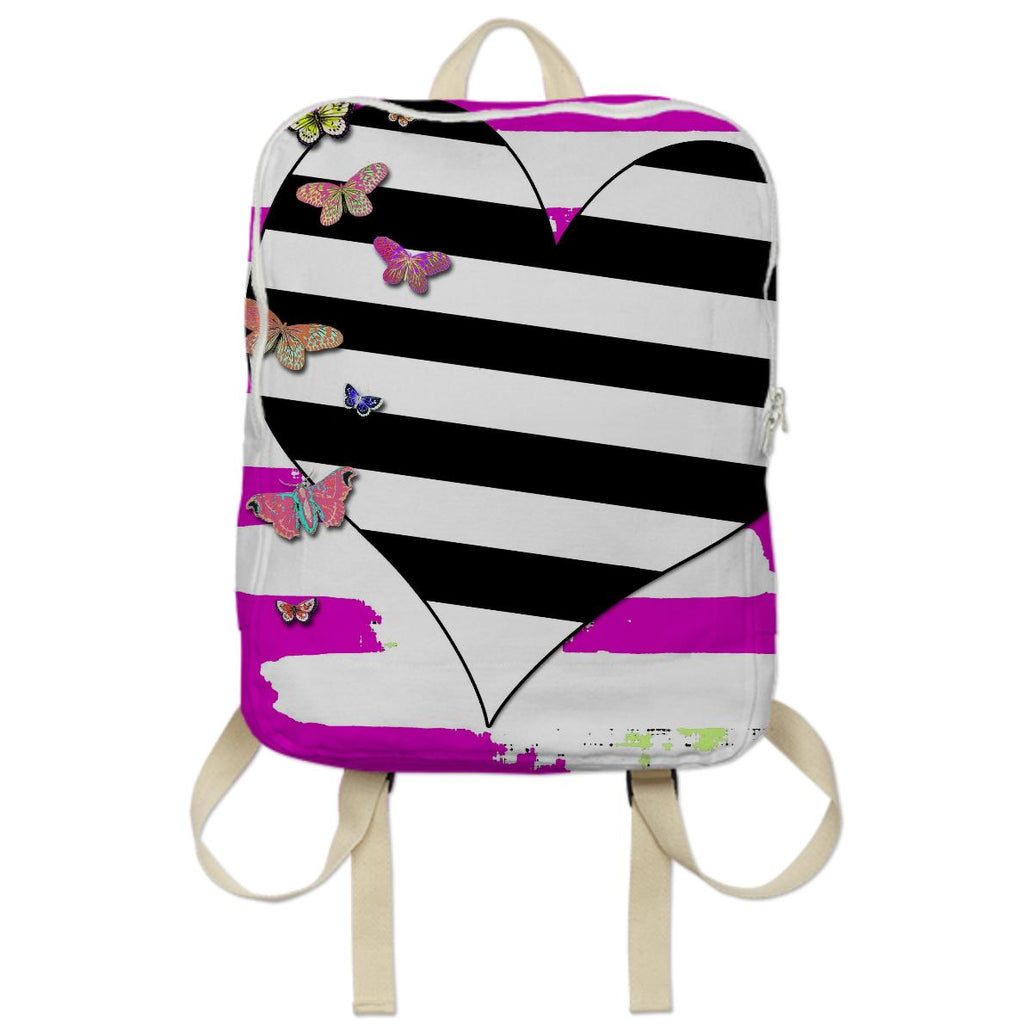 ArtyZen Studios Striped Heart Butterflies Backpack