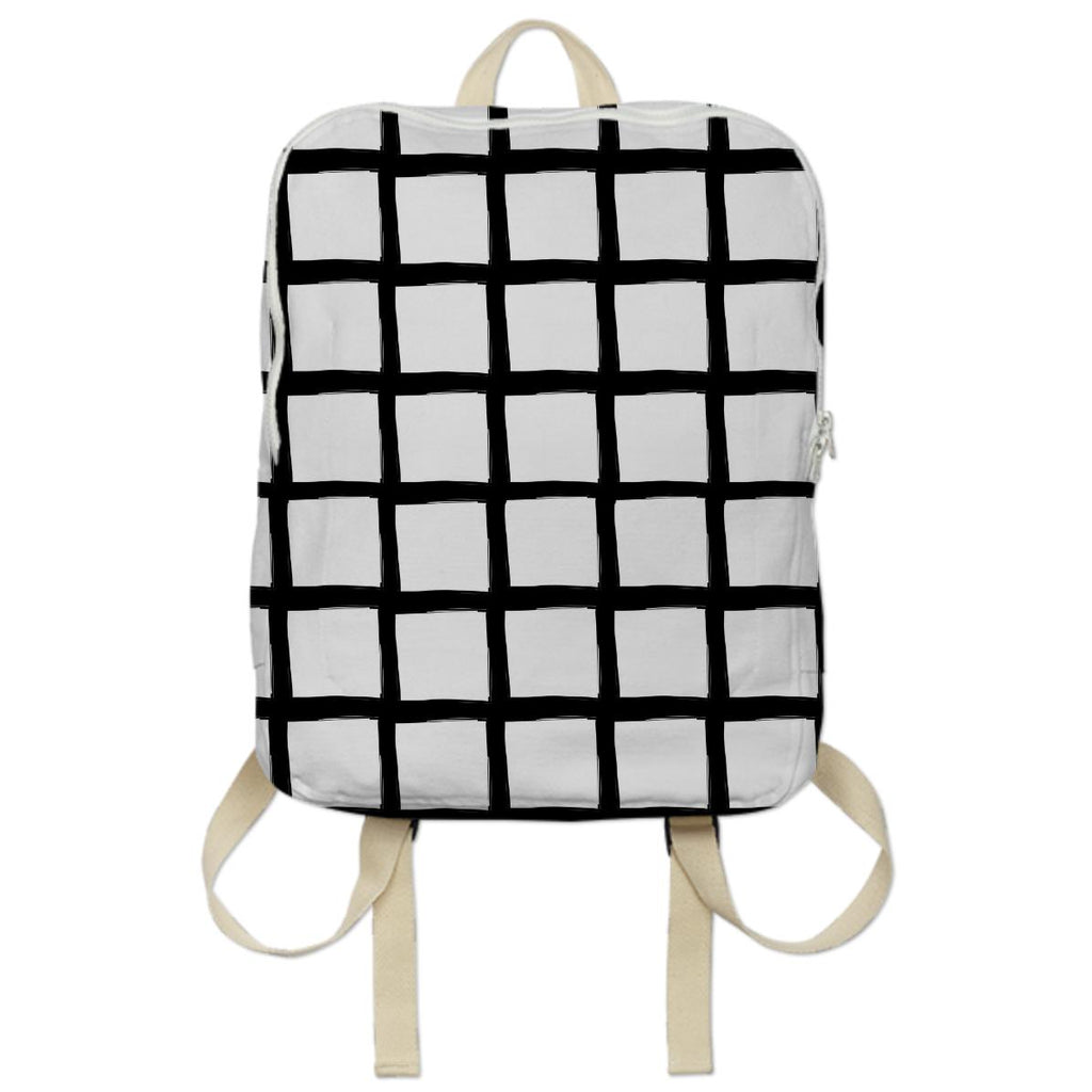 Black and White Grid Bookbag Backpack