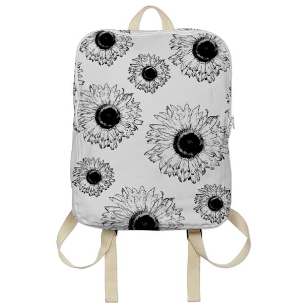 Black and White Sunflowers Backpack