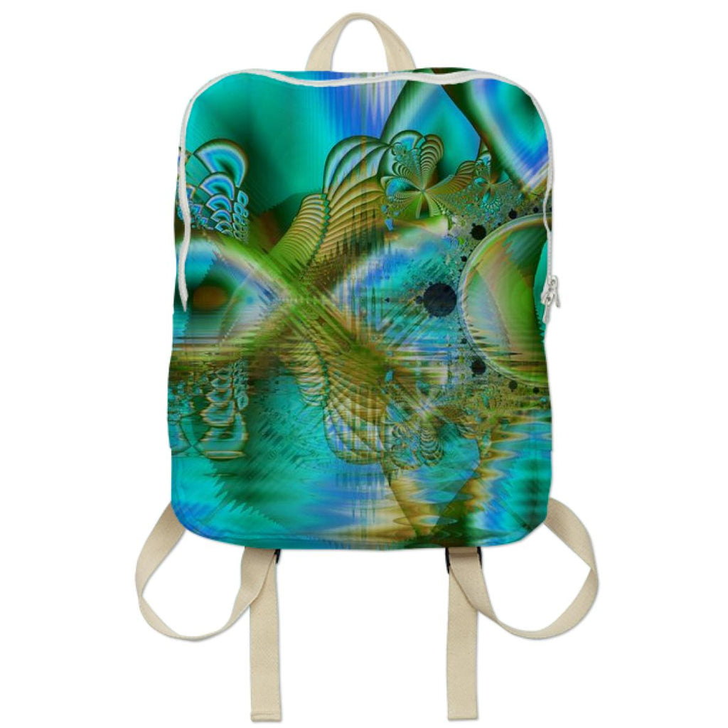 Crystal Gold Peacock Abstract Mystical Lake