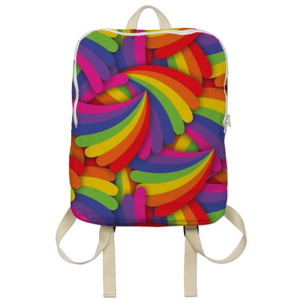 Fan Rainbow Pattern Backpack Rucksack