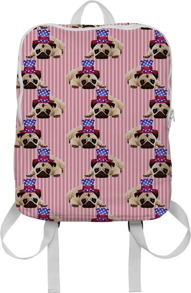 Patriotic Pugs on Red Stripes