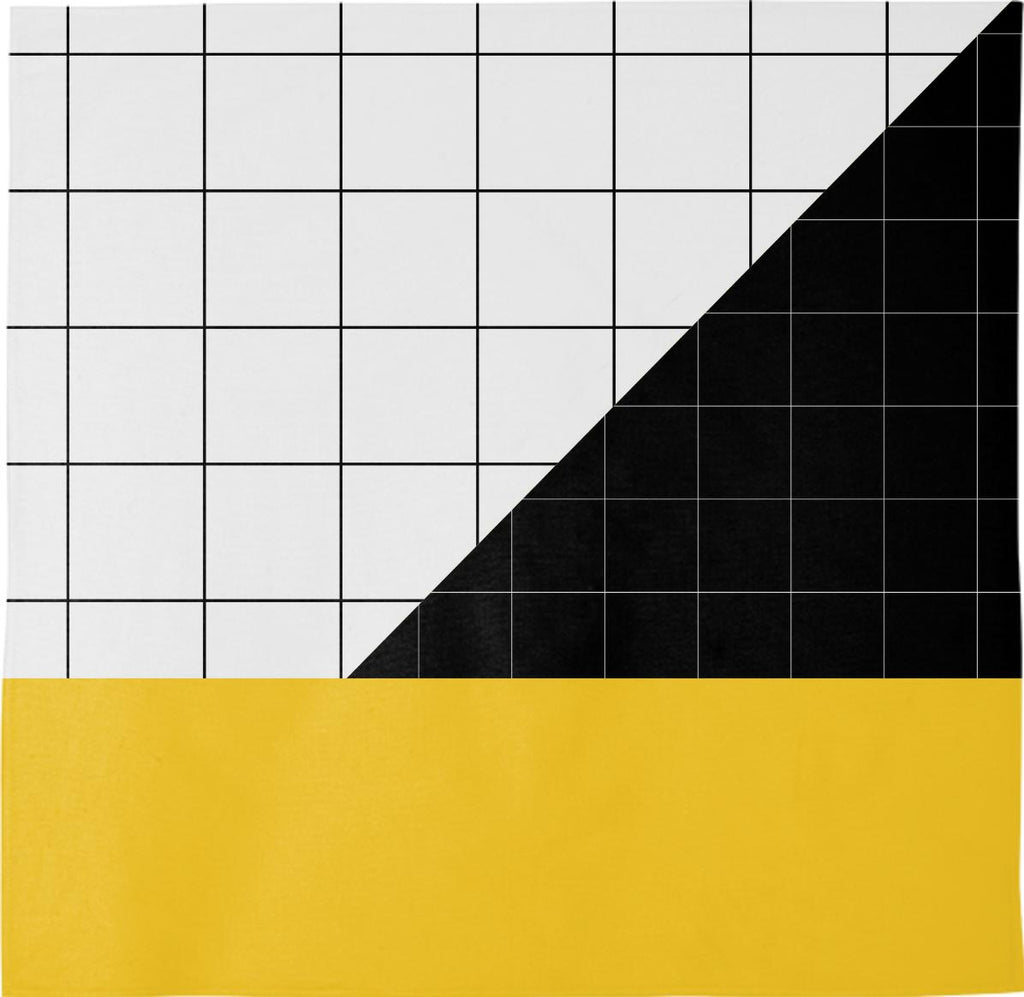 Black and White Grid with Yellow Stripe Bandana