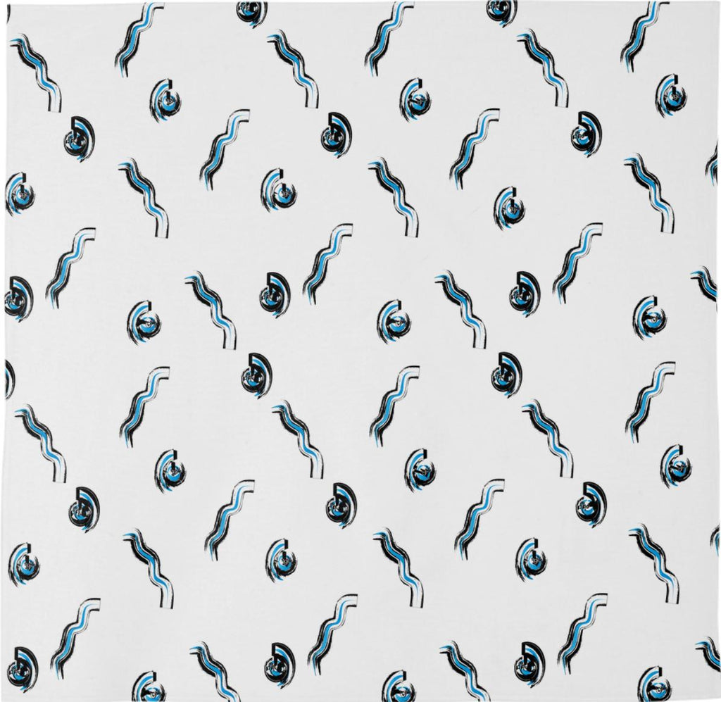 Turquoise and black brush stroke abstract print