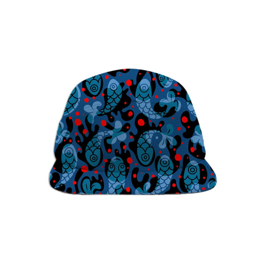 Bubble Fish Dark Blue Print BASEBALL HAT by Mina Miyaki