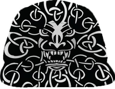 Black and white tiki and knot design