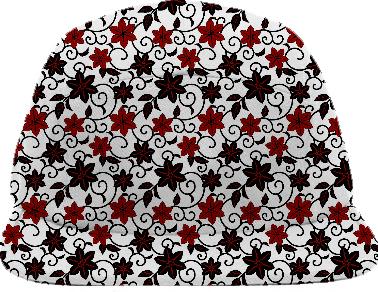 Oriental red black and white sakura pattern