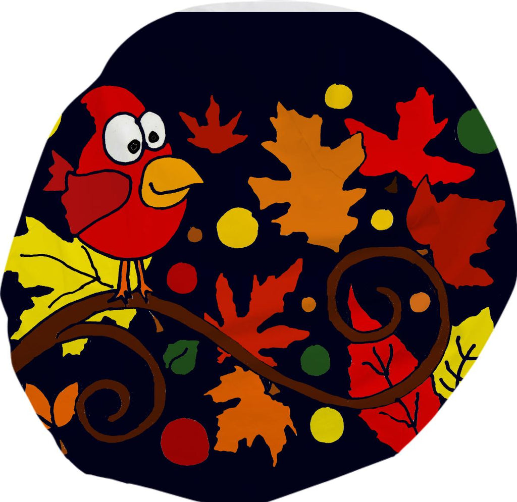 Fun Cardinal and Autumn Leaves Bean bag Abstract
