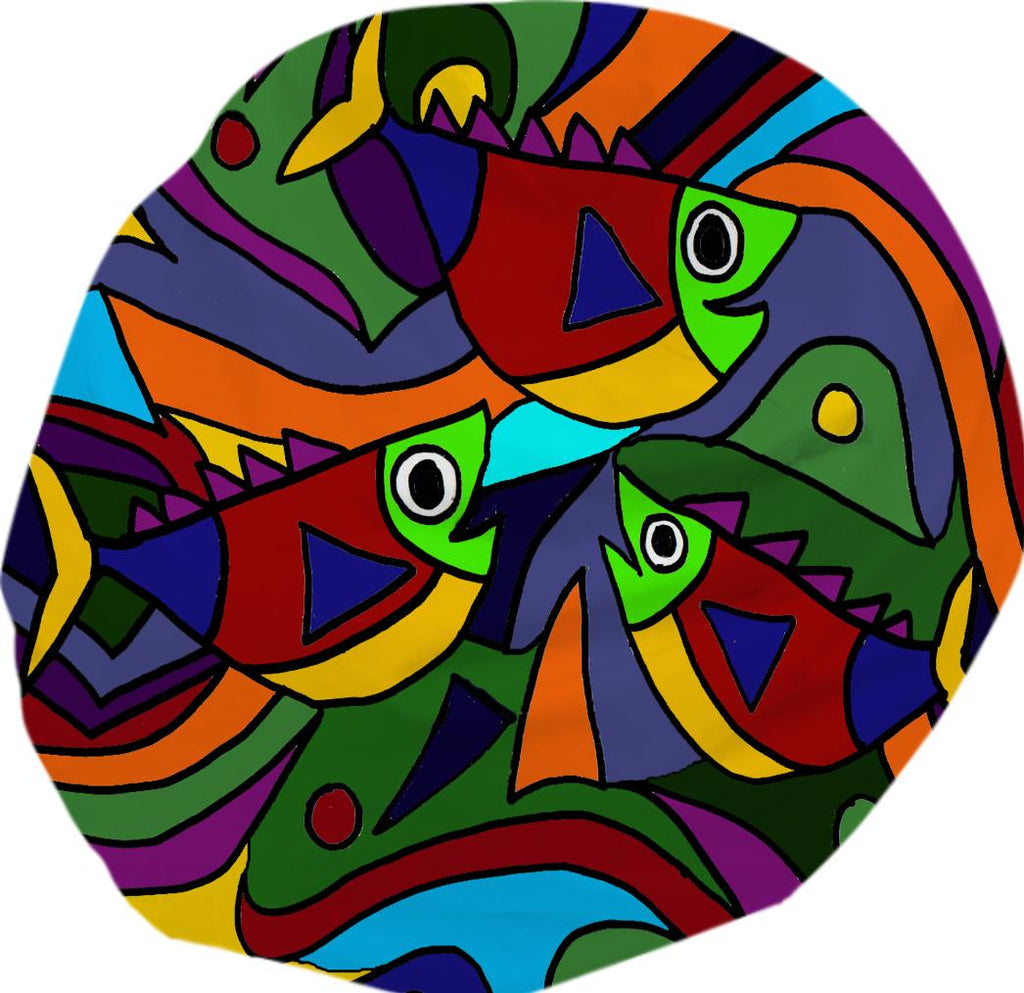 Fun Colorful Fish Abstract Art Bean Bag