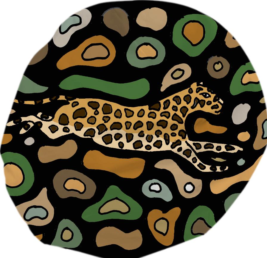Fun Leaping Leopard Abstract Bean Bag