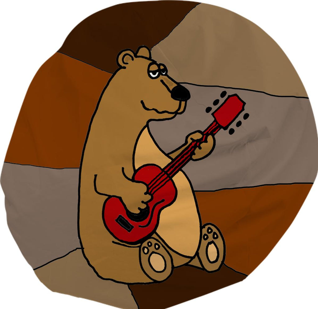 Funny Brown Bear Playing Guitar Bean Bag