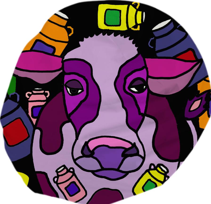 Funny Cow and Milk Jugs Abstract bean Bag