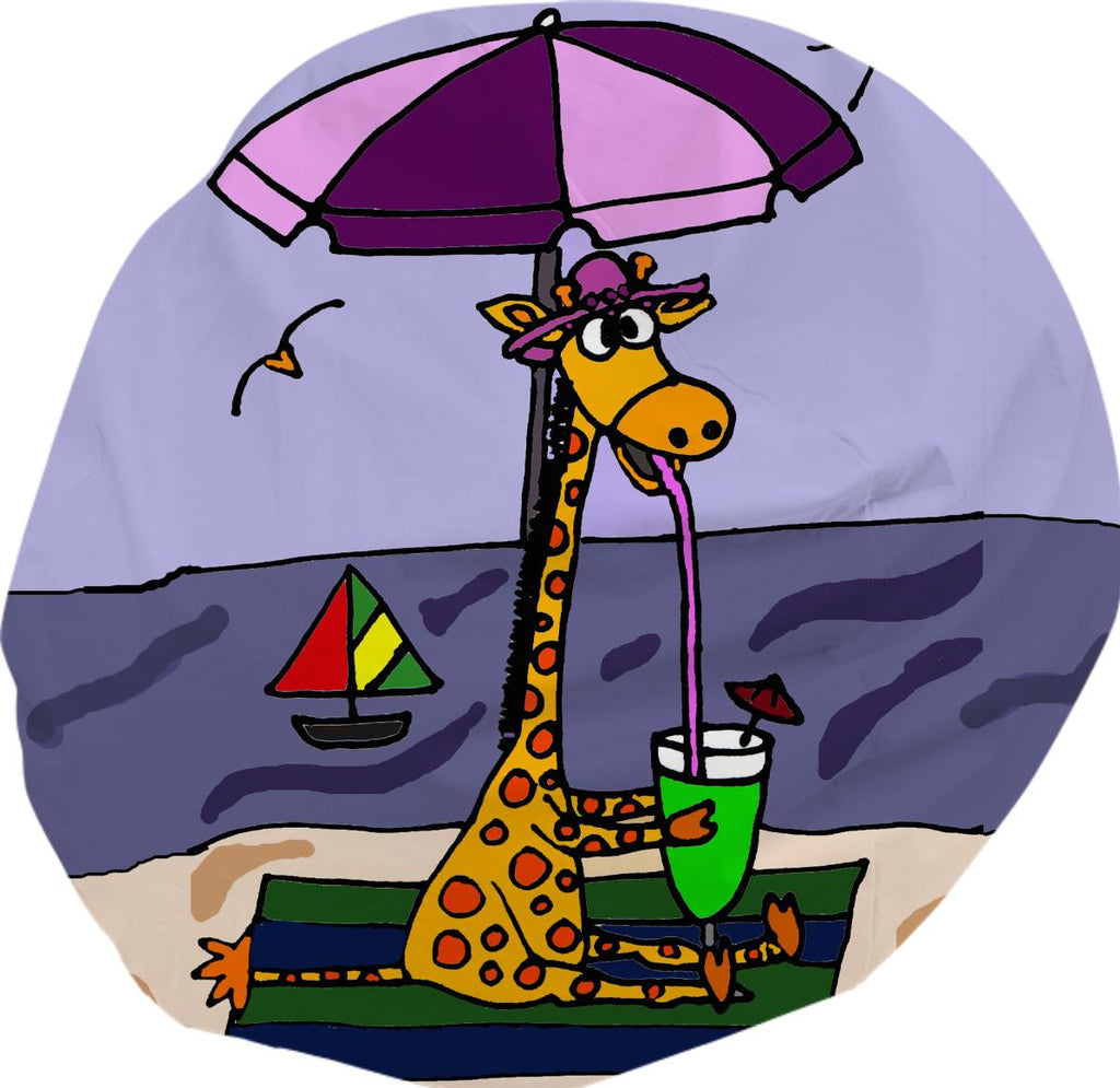 Funny Giraffe at the Beach Bean Bag