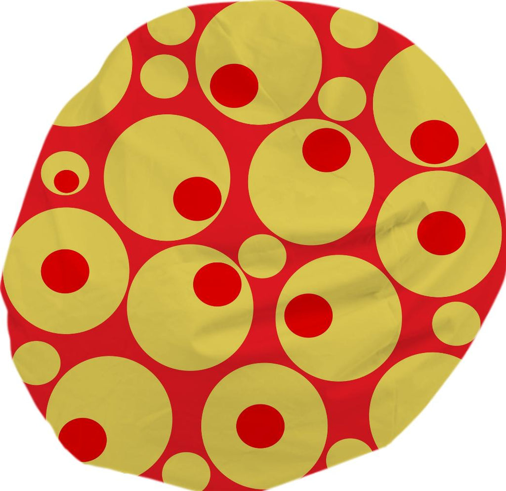 Red and Yellow Gold Circles Bean Bag
