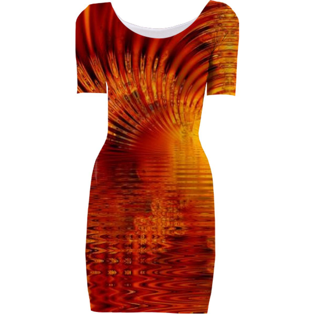 Abstract Fractal Golden Red Tunnel of Light