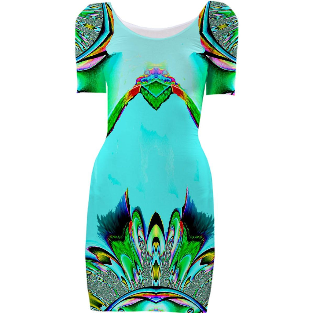Aqua Abstract Bodycon Dress